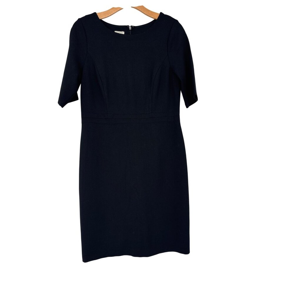 Talbots Black Short Sleeve Sheath Dress Size 8 pont knit career womens
